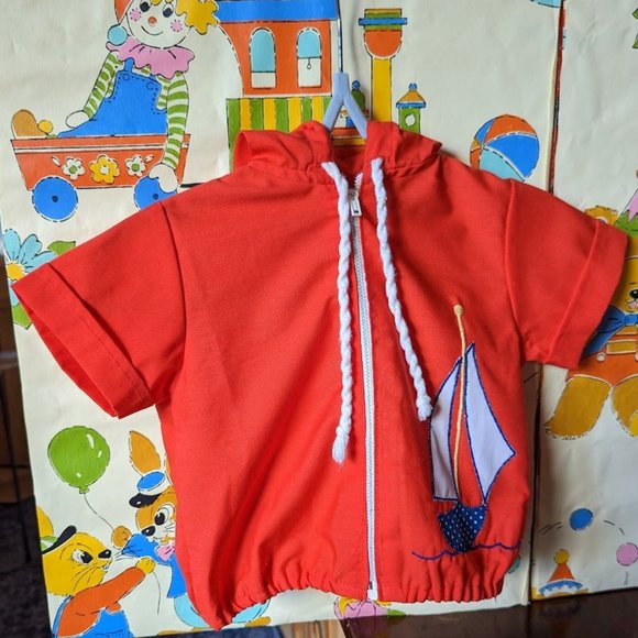 50% OFF Appraised Value-Vintage Infant’s Hooded Nautically-Themed Light Jacket - Picture 1 of 5